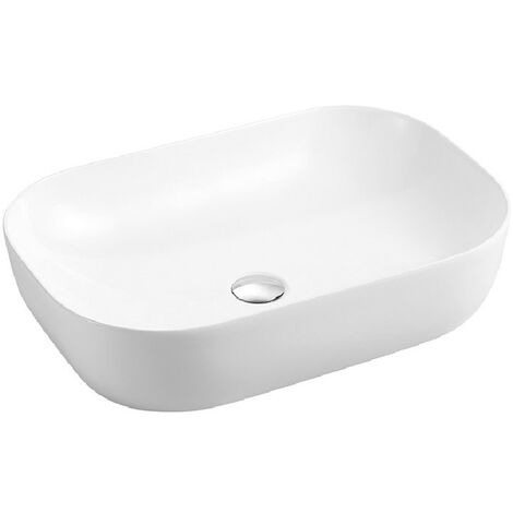 Lavabo da appoggio rettangolare 46x32 cm in ceramica Bianco Lucido