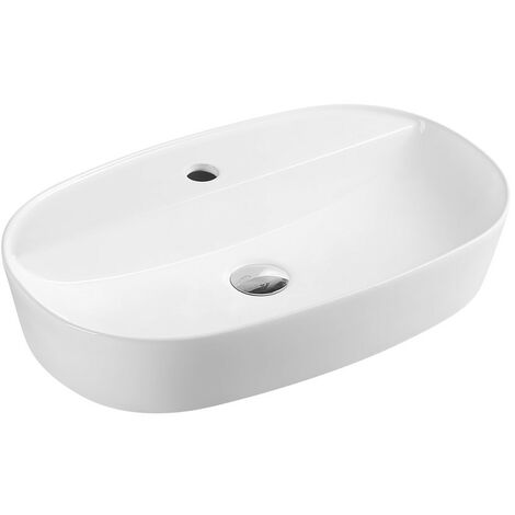 Lavabo ovale da appoggio 61x40 cm in porcellana Bianco Lucido Bianco -  Standard