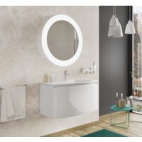 Mobile bagno sospeso 100 cm Venere in legno Bianco Lucido con Lavabo in ceramica  e specchio