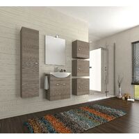 Composizione bagno rovere fumo 80 cm con lavabo, specchio e lampada led