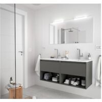 Mobile bagno sospeso 120 cm in legno grigio opaco con due cassetti e due  vani Standard 