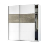 Armadio 180x60x200h cm con 2 ante scorrevoli bianco opaco e rovere - Verbania