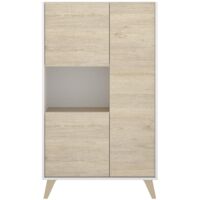 Credenza soggiorno 135 cm bianco opaco e rovere naturale con 3 ante - Corato