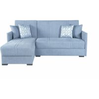 Divano letto ad angolo in tessuto colore azzurro - Spinea