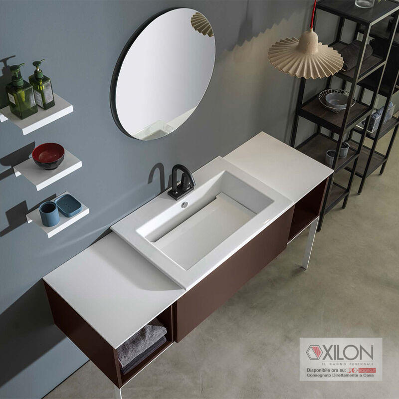 Lavabo da appoggio HOPI ⌀ 42 cm Ceramica Marmo bianco