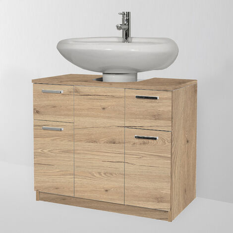 Mobile Copricolonna Bagno Universale 70 X 46 con ante e cassetti QUERCIA NATURALE