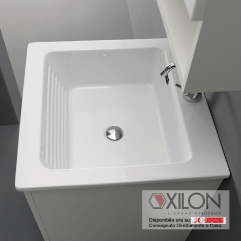 Vasca Lavatoio Ceramica NANCO 60x50 Xilon (Solo Vasca con Strizzatoio)