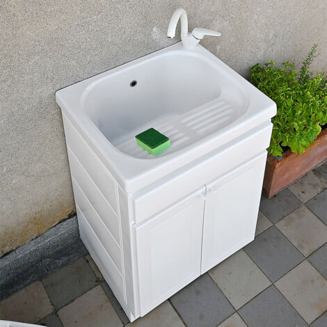 Mobile lavatoio ceramica da esterno 60x50 DORDOGNE PLUS con sifoneria