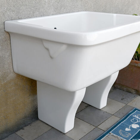 Vasca grande lavatoio Marna da appoggio 75x60xh74,5 con PIEDI in Ceramica