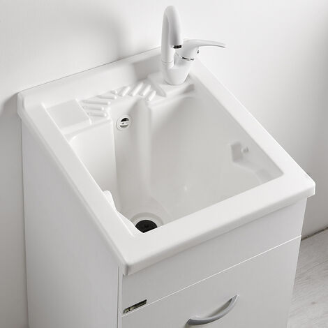 Lavatoio In Resina Per Lavanderia - 60x45 Cm, Bianco, Per Installazione Su Mobile O Piano - Foto 8