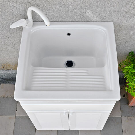 Mobile lavatoio da esterno 60x60 con ceramica e strizzatoio LOIRA PLUS