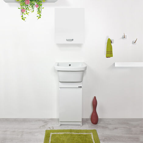 Pilozzo Lavatoio in ceramica 46x36 MINI con Mobile SIfone e Pensile