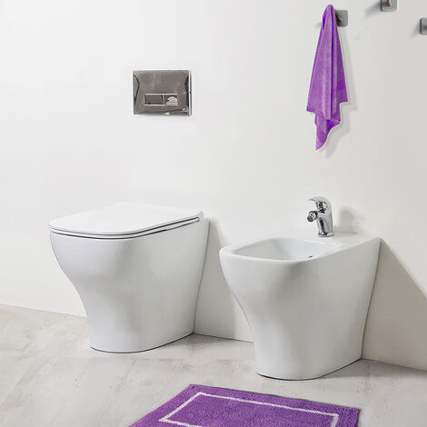 Sanitari Bagno Filomuro 55x35 Moderni LOFT h 42 con Copriwater Normale