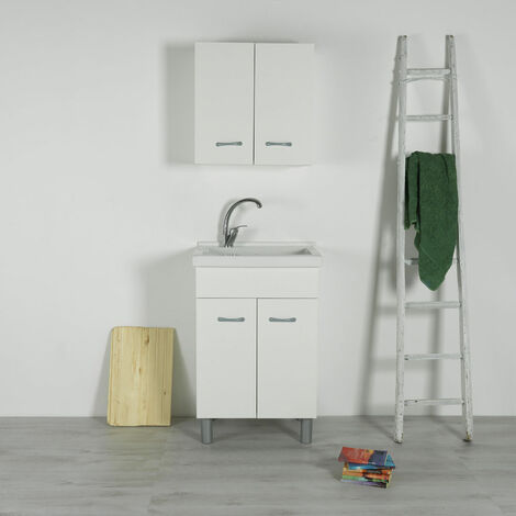 Mobile Lavatoio in ceramica 60x50 RENO per lavanderia con Asse di Lavaggio