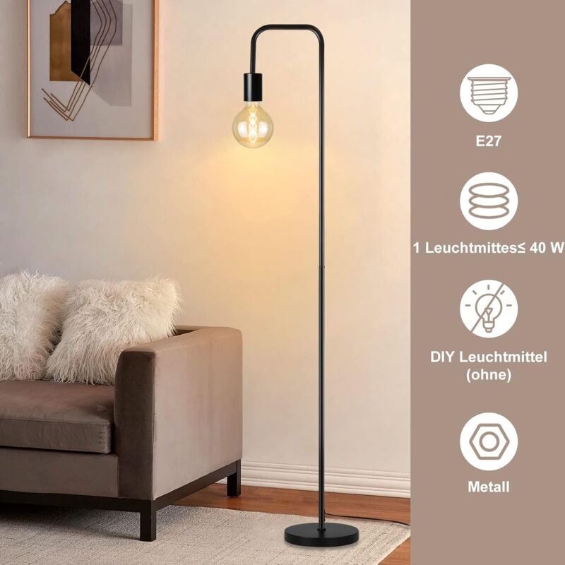 Lampadaire métal abat-jour doré 157 cm
