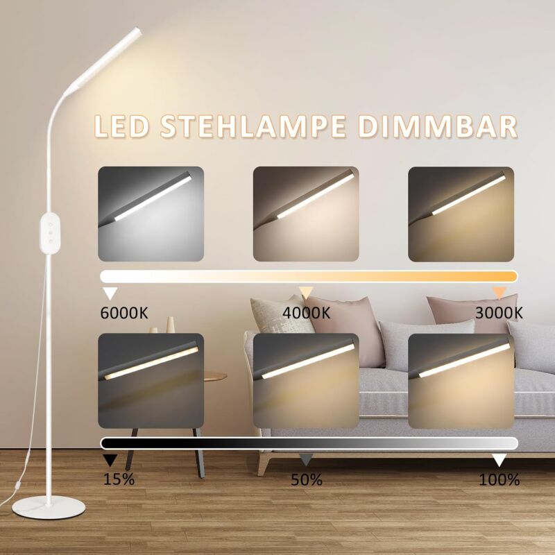 Lampadaire à Vasque Dimmable LED Avec Lampe de Lecture Led-Stehlampen  Variateur