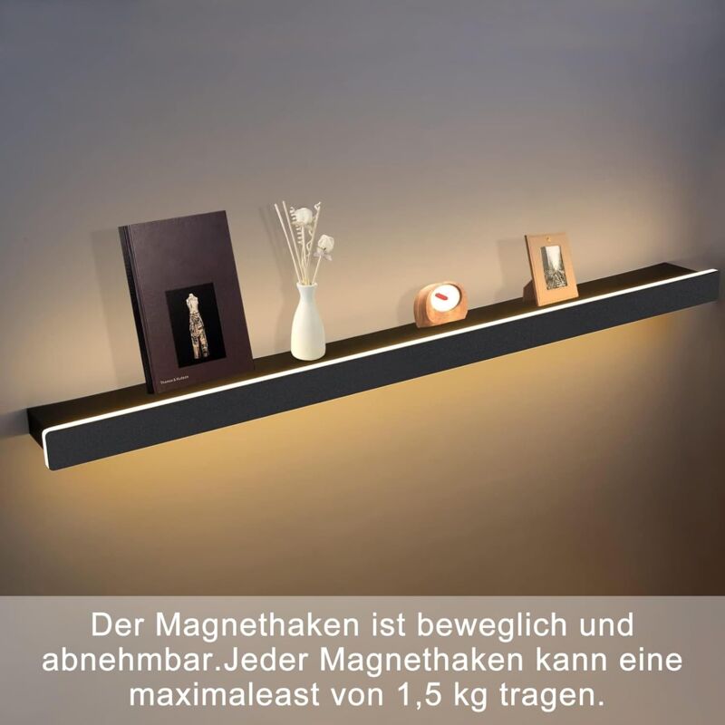 ZMH Applique Murale LED Intérieur Salon Applique Murale - 100CM Éclairage Noir avec 3 Crochets Moderne 37W Lampe de Nuit Haut et Bas Lampe de Couloir 3000K Blanc Chaud Lampe de Chevet 2