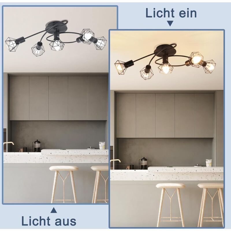 Spots Plafond LED 3 Lumières Rotatifs – ANWIO Noir E14, Orientables 350° – Design Moderne Fleur (Sans Ampoules)
