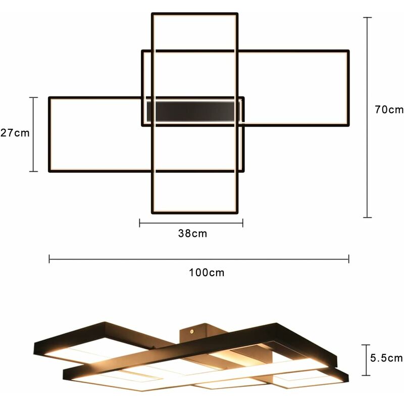 Lihaian Plafonnier LED Moderne Dimmable 82W, Lampe De Plafond