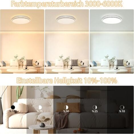 ZMH Plafonnier LED Chambre à coucher - 23W Lampe de chambre à coucher Dimmable avec télécommande Ø27cm Lampe de couloir Ciel étoilé Rond Plafonnier Lampe de cuisine Moderne pour salon couloir cuisine