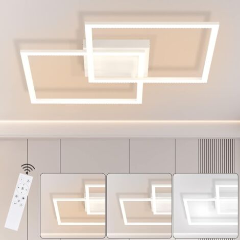 ZMH Plafonnier LED Variable Lampe de salon - Plafonnier de salon Design moderne Lampe de chambre avec télécommande 52W Lampe de cuisine Plafonnier en cristal pour chambre à coucher Salle à manger Blan