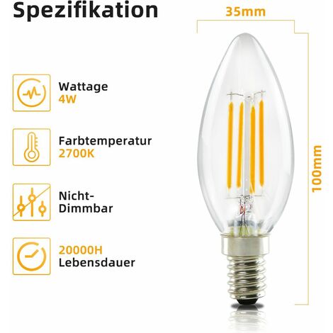 AMPOULE LED FILAMENT C35T E14 4W 2700°K - Shop MGLTech