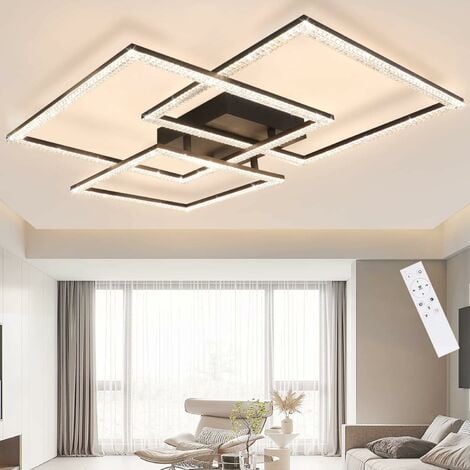 ZMH LED plafonnier salon plafonnier: lampe de salon noir 75CM dimmable lampe de chambre à coucher en cristal moderne design lampe d'intérieur avec télécommande pour chambre