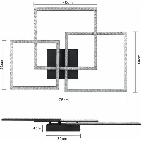 ZMH LED plafonnier salon plafonnier: lampe de salon noir 75CM dimmable lampe de chambre à coucher en cristal moderne design lampe d'intérieur avec télécommande pour chambre