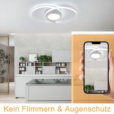 ZMH Plafonnier LED Cercles - 48W Lampe de salon blanc Design moderne Dimmable avec télécommande Lampe de chambre à coucher Plafonnier cuisine pour chambre à coucher cuisine couloir