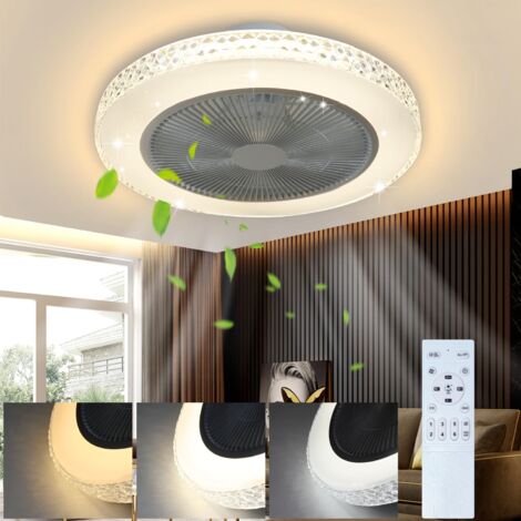 ZMH Ventilateur de plafond avec éclairage silencieux, Moderne 48.5CM LED dimmable, minuterie et télécommande, ventilateur pour salon, chambre à coucher, salle à manger