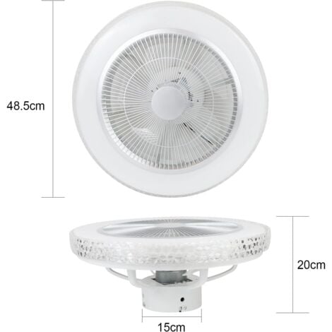 ZMH Ventilateur de plafond avec éclairage silencieux, Moderne 48.5CM LED dimmable, minuterie et télécommande, ventilateur pour salon, chambre à coucher, salle à manger