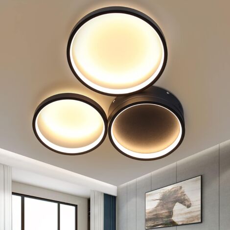 ZMH Plafonnier LED Noir, Moderne Lampe de Plafond 22W Blanc Chaud 3000K 3 Anneaux Design Lumière Cave Plafonnier Éclairage Décoratif Luminaire Plafonnier pour Salon Couloir Chambre Cuisine (1/5)