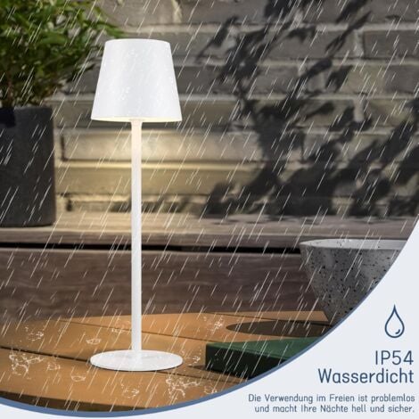 ZMH Lampe de table LED sans fil - Blanche avec touch dimmable lampe de chevet IP54 extérieure rechargeable via USB lampe de bureau pour salon, chambre à coucher, chambre d’enfant