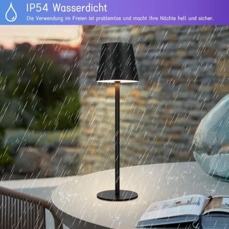 ZMH Lampe de table LED RGB sans fil - Noire avec touch dimmable extérieure IP54 lampe de chevet USB rechargeable lampe de bureau pour bureau et chambre à coucher