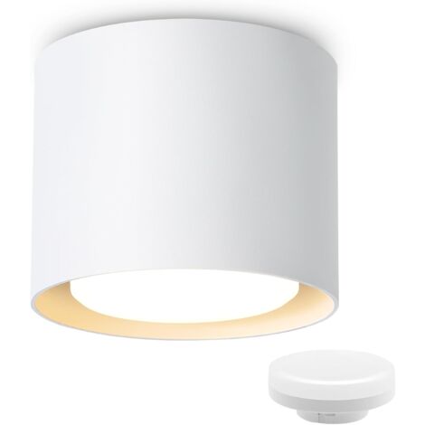 ZMH Plafonnier LED moderne Spots GX53 - Blanc rond en aluminium 3000K blanc chaud orientables, inclus LED ampoules 5W luminaire de plafond Ø10cm pour Salon, chambre à coucher, salle à manger (1/5)
