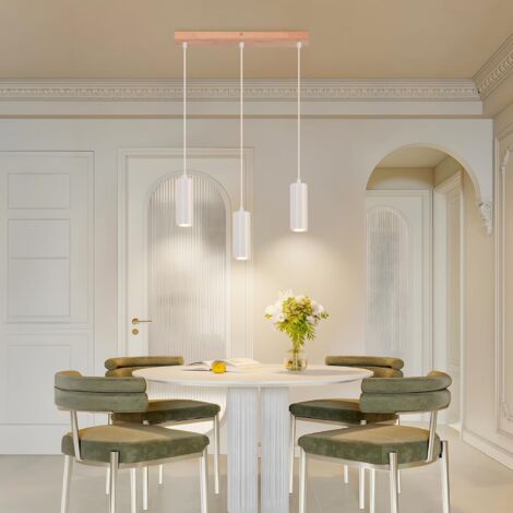 Suspension Luminaire Cylindre GU10 - Ampoule LED 5W Incluse - Design Moderne Pour Cuisine, Salon Ou Chambre