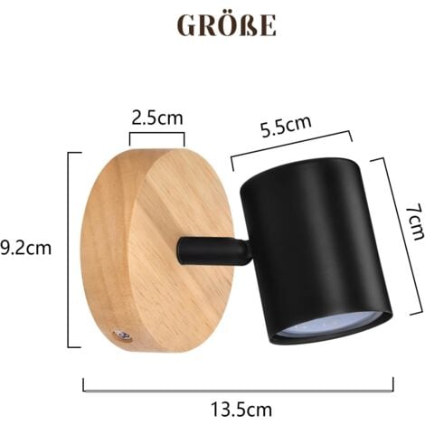 ZMH Plafonnier Spot GU10 - Noir Moderne Bois 350° Orientable Lampe de Salon pour Chambre Couloir Cuisine MAX.40W - Sans ampoule