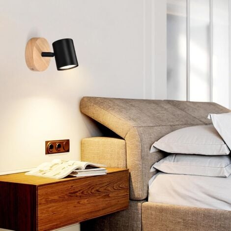 ZMH Plafonnier Spot GU10 - Noir Moderne Bois 350° Orientable Lampe de Salon pour Chambre Couloir Cuisine MAX.40W - Sans ampoule