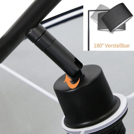 ZMH Lampadaire Noir : Moderne E27 lampe à arc abat-jour en tissu orientable lampe de lecture avec interrupteur à pied lampe de lit H166cm pour salon chambre à coucher Max. 40W - Sans ampoule