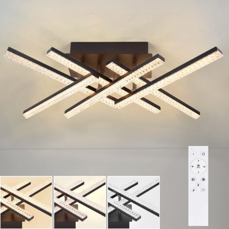 ZMH Plafonnier LED Salon - 36W Dimmable Noir Lampe de salon Design moderne avec télécommande en métal Eclairage de plafond pour cuisine salle à manger chambre à coucher des jeunes (1/5)