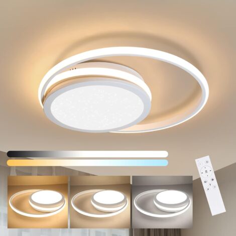 ZMH Plafonnier LED Plafonnier Dimmable - Moderne 56W Rond Lampe de Salon avec Éclairage de Plafond Design Ciel Étoilé pour Chambre Étude Hôtel - Blanc (1/5)