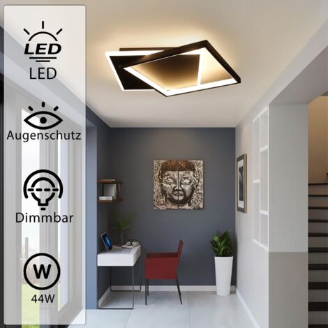 Plafonnier LED Moderne Forme Vague - 80 Cm, Noir - Dimmable Avec Télécommande (3000K-6500K) - Pour Chambre, Salon, Cuisine