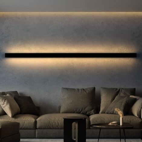 ZMH LED Applique murale intérieur - Noir moderne blanc chaud 3000K lampe de couloir 27W pour salon escalier chambre d'enfant - 80cm blanc chaud