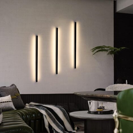 ZMH LED Applique murale intérieur - Noir moderne blanc chaud 3000K lampe de couloir 27W pour salon escalier chambre d'enfant - 80cm blanc chaud