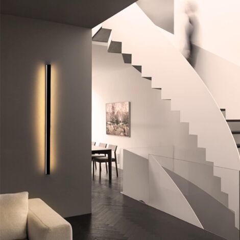 ZMH LED Applique murale intérieur - Noir moderne blanc chaud 3000K lampe de couloir 27W pour salon escalier chambre d'enfant - 80cm blanc chaud