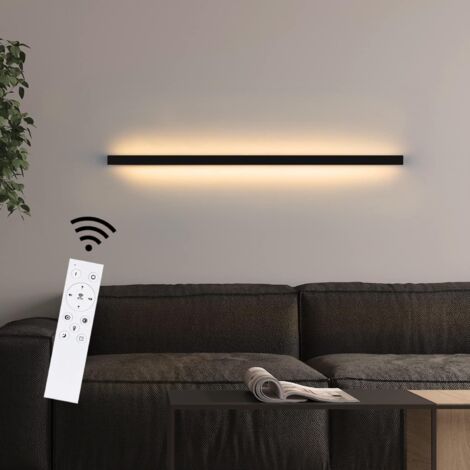 ZMH – Applique murale LED dimmable 100cm – Intensité variable 3000-6500K – Design moderne noir pour salon et couloir – Montage vertical/horizontal