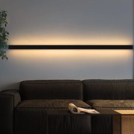 ZMH LED Applique murale intérieur - Noir moderne blanc chaud 3000K lampe de couloir 34W pour salon escalier chambre d'enfant - 100cm blanc chaud