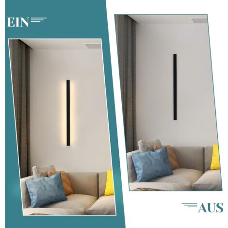 ZMH LED Applique murale intérieur - Noir moderne blanc chaud 3000K lampe de couloir 21W pour salon escalier chambre d'enfant - 60cm blanc chaud