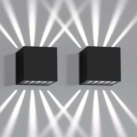 ZMH 2 Pièces Applique Murale LED Intérieure - 10W Applique Murale Extérieure Noir Moderne Up Down Design Applique 6000K IP65 Étanche Lumière pour Couloir Jardin Sous-Sol-6000K Blanc froid (1/5)