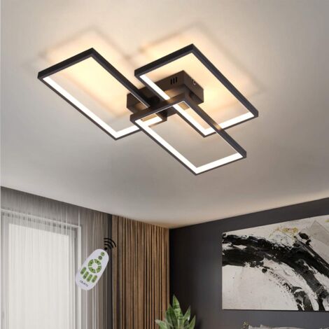 ZMH Plafonnier LED à intensité variable avec télécommande - 63 W - Noir - En métal - Design moderne - Pour chambre à coucher, salle à manger, salon, bureau, couloir-noir (1/5)